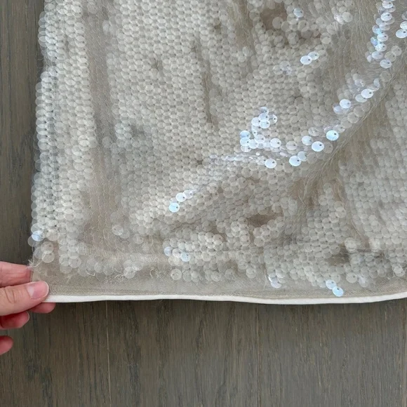 Staud Eton Mini Dress Moon Tan Sequin Embellished - Size Large - Picture 5 of 14